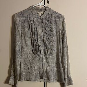J. Crew Gray Paisley Blouse